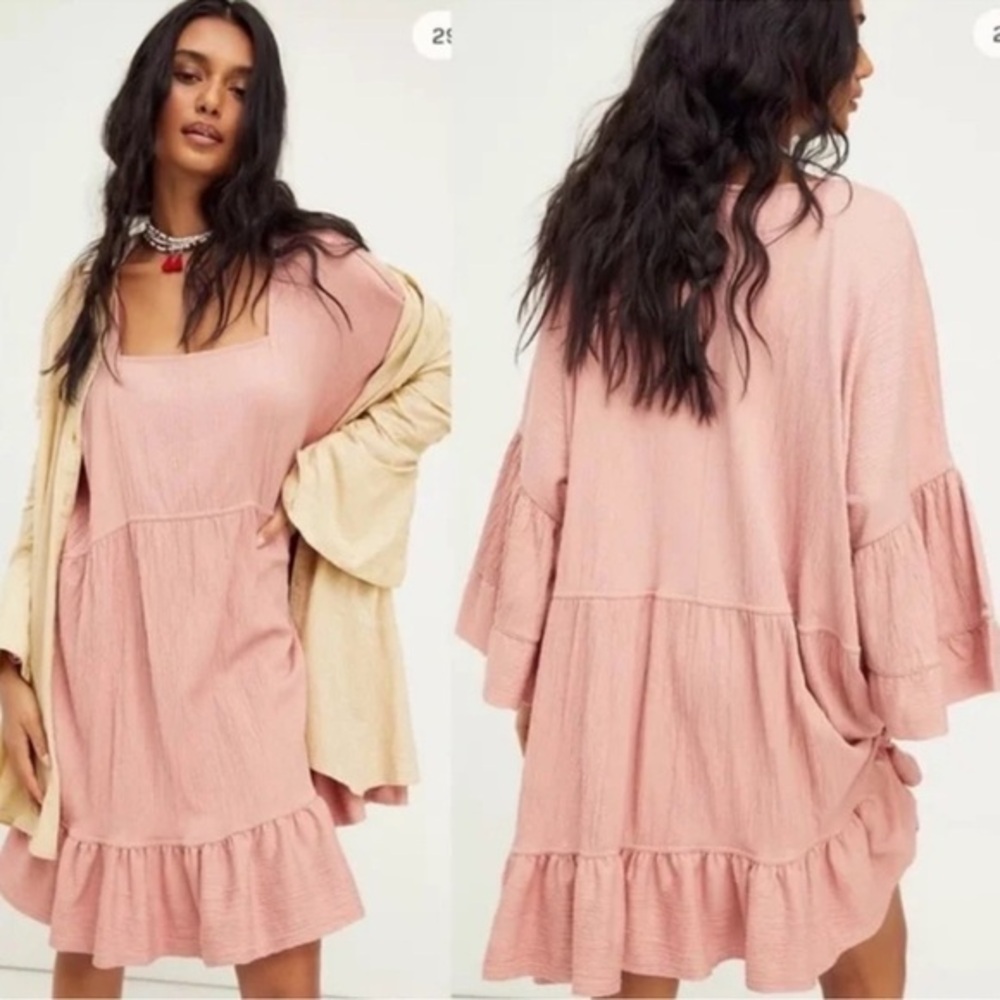 FREE PEOPLE BEACH El Mar Flare‎ Sleeve Mini Dress Size Medium